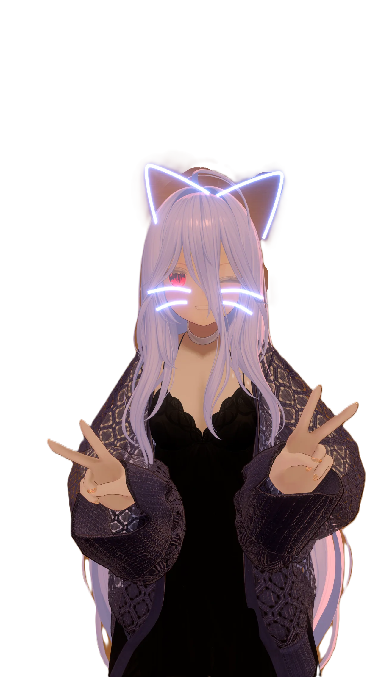 ネオンの猫耳を付けたねるっこのポートレート